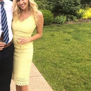 Yellow lace cocktail dress for wedding bridal